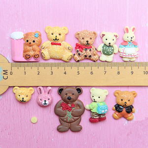 Cabochons plats en résine artificielle, motif animaux de dessin animé mignons (petit ours, <span class=keywords><strong>lapin</strong></span>), accessoire et ornement pour artisanat en résine - Product Image 4