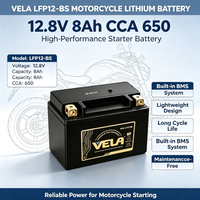 Grosir Baterai Motor VELA LFP12-BS 12.8V 8Ah LiFePO4 Ringan, Starter Sport Bertenaga Tinggi, CCA 650, Bersertifikasi CE, Garansi 2 Tahun