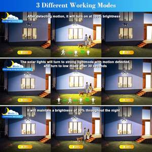 Luces Solares de Exterior al por Mayor con Control Remoto, 3 Cabezales, Sensor de Movimiento, Impermeables IP65, Gran Angular de 270° para Pared - Product Image 4
