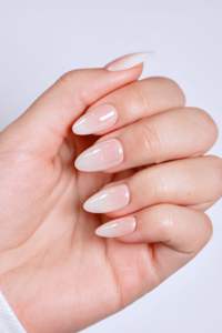 Uñas Postizas de Longitud Media, OEM ODM, Personalizadas, Naturales, Estilo Baby Boomer, Forma de Almendra Artificial, Estampado Dorado, Color Nude Ombre, ABS - Product Image 3