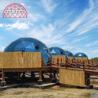 RAXDOME Tente dôme igloo en verre géodésique 7M pour salle de glamping avec salle de bain