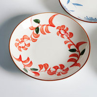 Vintage handgeschilderde keramische serveerschaal met meerdere bloemenmotieven, geschikt voor salade, pasta, Izakaya, B&B, bruiloft, feest, groothandel