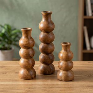Vase à fleurs en bois de manguier tourné à la main, design traditionnel, écologique, vente en gros, décoration d'intérieur, Aqudus Saleem, léger - Product Image 3