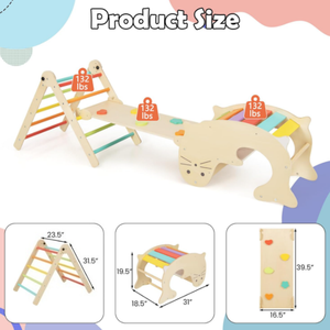 7 en 1 <span class=keywords><strong>bois</strong></span> Montessori Triangle ensemble intérieur Jungle Gym grimpeur pour les tout-petits 1-3 terrains <span class=keywords><strong>de</strong></span> <span class=keywords><strong>jeux</strong></span> pour enfants et bébés - Product Image 4