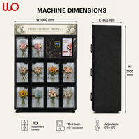 Distributeur automatique de fleurs fraîches en acier inoxydable à 10 portes, écran tactile, options de paiement multiples, gestion basée sur le cloud