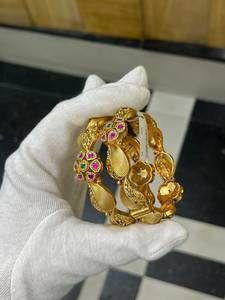 Pulseras Tradicionales del Sur de la India para Mujer, Venta al por Mayor, Chapadas en Rodio, 100% Latón, Kada Nupcial, Joyería Étnica India para Bodas - Product Image 4