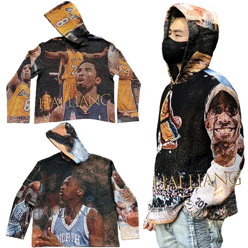 Hot Sale Custom Tapestry Woven Hoodie Sweater Plus Size Men's Sweaters Jumpers Blanket Sweater Men