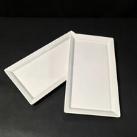 Assiette rectangulaire en mélamine blanc brillant, design personnalisé, compatible lave-vaisselle, plateau alimentaire pour barbecue et restaurant de fondue