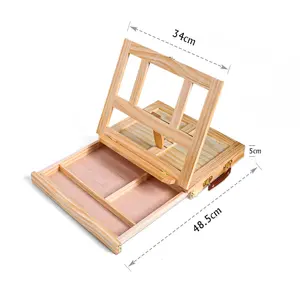 木制画架艺术供应 A3 A2 便携式木台桌画架木制艺术家素描盒台式画架与抽屉