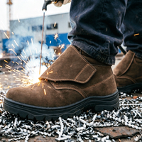 Chaussures de sécurité en cuir suédé avec embout en acier, résistantes aux perforations, semelle intermédiaire en acier, semelle en caoutchouc robuste pour l'industrie et la construction