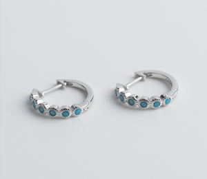 Bijoux fins, boucles d'oreilles créoles en argent sterling 925, <span class=keywords><strong>saphir</strong></span> <span class=keywords><strong>bleu</strong></span>, diamant, boucles d'oreilles huggie pour femmes, vente en gros d'usine de bijoux - Product Image 5