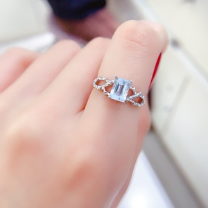 Bijoux fins, bague solitaire taille émeraude 4 carats, plaqué blanc, argent sterling S925, diamant moissanite VVS, ensemble de 4 bagues taille émeraude - Product Image 2