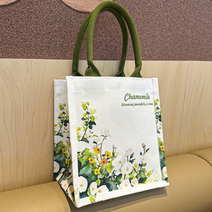 Sac fourre-tout personnalisé en toile 3D écologique réutilisable avec impression de logo, motif lettres, taille moyenne, sac publicitaire laminé - Product Image 3