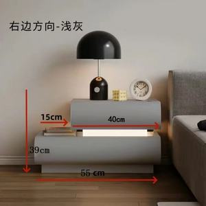 LE Cream <b>Bedside</b> <b>Table</b> Italian Style Bedroom Minimalist Leather New Solid Wood White Storage <b>Bedside</b> Cabinet Storage - Product Image 6