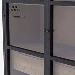 Intérieur moderne verre <span class=keywords><strong>noir</strong></span> porte d'armoire meubles en bois Design <span class=keywords><strong>bibliothèque</strong></span> bureau à domicile étagères salon stockage bibliothèques - Product Image 6