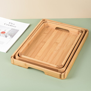 Plateau de service en bambou rectangulaire, couleur naturelle, style simple, pour fruits, thé, pain, dîner - Product Image 2