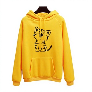 Sudadera con Capucha Amarilla para Mujer Top Q2027, con Bolsillo Frontal, Tejido de Algodón Sólido, Estilo Invernal - Product Image 1