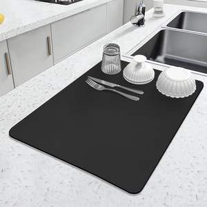 Tapis de séchage pliable en microfibre et caoutchouc, absorbant, en diatomite, silicone et pierre, pour comptoir de cuisine - Product Image 1