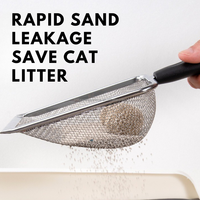 Pelle à litière pour chat à long manche, tamisage efficace, nettoyage facile, en acier inoxydable avec maille