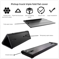 Cubierta de aluminio para caja de camioneta con caja trasera con cerradura, impermeable, negra, triple plegable, para la parte trasera