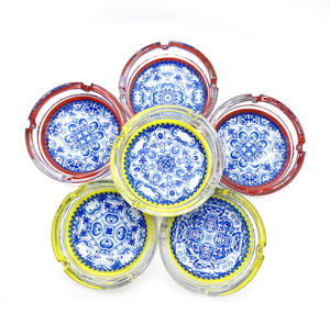 Customized Antique-Colored Classic Round Ashtray for Cigarette Souvenir <b>Gifts</b> Flower <b>Clear</b> Glass Ashtray Cigar Ashtray - Product Image 2