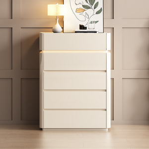 <span class=keywords><strong>Commode</strong></span> intelligente avec plateau en verre texturé noir, éclairage tactile à commande vocale, poignée intégrée, coins arrondis, coffre de rangement à <span class=keywords><strong>tiroirs</strong></span> - Product Image 3
