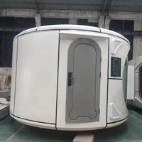 Mini-cabine préfabriquée mobile, capsule spatiale, mini-maison conteneur ronde en verre préfabriquée