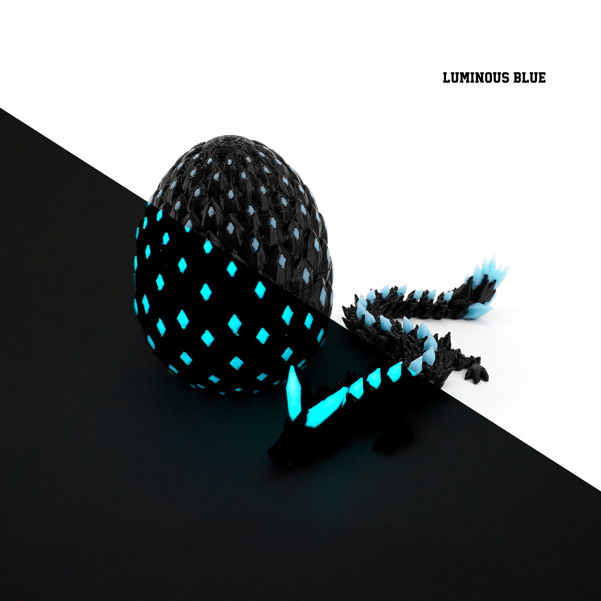 Blue glow-in-the-dark dragon
