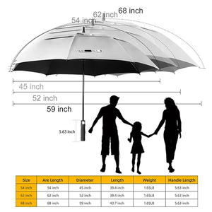 UPF 50+ Sun Protection Umbrella 120/130/152/160cm Diameter Silver Coating pongee <b>extra</b> <b>large</b> golf umbrella - Product Image 2