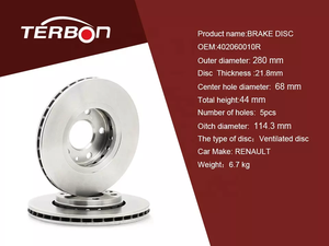 Piezas de sistema de freno automático, rotores de disco de freno de 600 MM, eje delantero ventilado, 40 20 280 10R Terbon - Product Image 4