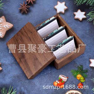 Caja organizadora de documentos de madera maciza con compartimentos para almacenamiento en el escritorio y clasificación de tarjetas - Product Image 3