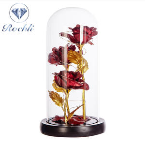 Flores de lámina de oro de 24K para el día de la madre, cúpula de cristal con luz LED, rosas encantadas, regalos de flores para boda, <span class=keywords><strong>2022</strong></span> - Product Image 6