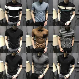 공장 직접 판매 남성용 티셔츠 패션 비즈니스 폴로 셔츠 반소매 짠 직물 캐주얼 디지털 인쇄 격자 무늬 패턴