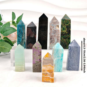 Varita de Cristal Curativa al por Mayor, Punta de Tetraedro, Cristal Natural Artesanal, Material Mixto, Cristal Artesanal para Decoración - Product Image 4