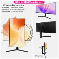 Prix surprise Pc 19 21 24 27 32 34 pouces moniteur LED 144hz 165 Hz 2k 4k ordinateur affichage barre lumineuse jeu moniteur à écran incurvé