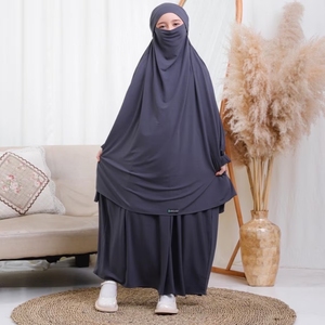 Jilbab jilbab เสื้อเจอร์ซี่ยืดได้2ชิ้นชุดสวดมนต์เจียมเนื้อเจียมตัวขนาดพิเศษสำหรับเด็กมุสลิม jilbab - Product Image 6