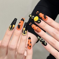 Faux ongles personnalisés pour Halloween, dégradé de rose fantôme, toile d'araignée, conception de faux ongles artificiels, 10 pièces