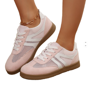 <b>White</b> Mesh <b>Lace</b>-up Sneakers Round Toe Breathable Rubber Outsole EVA Midsole All Seasons Style - Product Image 5