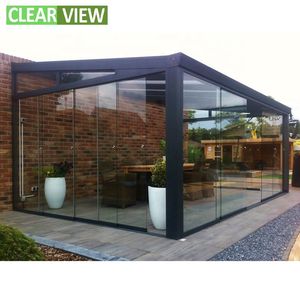 Niche moderne en aluminium trempé, pour toutes saisons, clôture à <span class=keywords><strong>porte</strong></span> coulissante, toit plat, <span class=keywords><strong>maison</strong></span> d'extérieur - Product Image 5