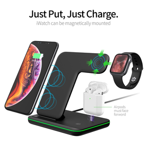 <span class=keywords><strong>Chargeur</strong></span> sans fil 3 en 1 - Station de charge rapide certifiée 15W, support de charge sans fil de bureau pour <span class=keywords><strong>iPhone</strong></span> - Product Image 6