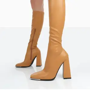 block high heel square gold cap toe knee high women and laddies boots knee boots for women ladies long fashion boots