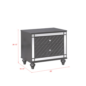 Glam Contemporary 2 <b>Drawer</b> Nightstand With Mirror Plating Tapered Legs Gray Finish Bedroom <b>Storage</b> <b>Drawers</b> - Product Image 4