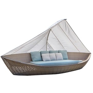 Lit de repos d'extérieur en rotin PE, canapé-lit imperméable avec structure en aluminium pour hôtel, piscine, villa, jardin - Product Image 5