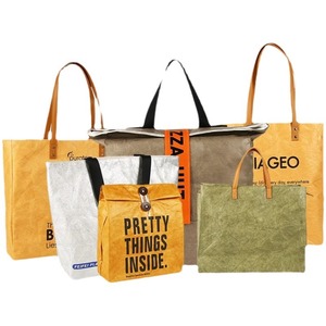 Sac fourre-tout en papier DuPont Chengyang, logo personnalisé, lavable, écologique, sac de shopping, sac à bandoulière en papier kraft blanc - Product Image 2