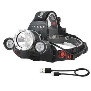 Portable powerful 5000 lumens USB rechargeable headlamp 4 modes with built-in battery indicator