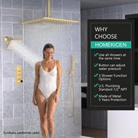 Système de Douche Double à Plafond 10 Pouces avec Douchette Inclinable 6 Pouces et Vanne Thermostatique à 3 Voies avec Commandes à Bouton Poussoir