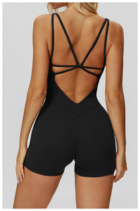 Kadınlar için yeni varış spor Bodysuit Romper spor Yoga egzersiz ince kemer çapraz güzel geri şort spor Romper - Product Image 3