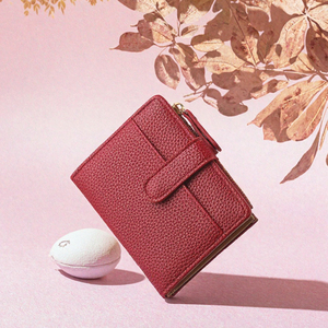 Portefeuille fin en cuir pour femme avec fermeture éclair, porte-cartes, fenêtre d'identification, porte-monnaie, doublure en polyester, usage quotidien - Product Image 2
