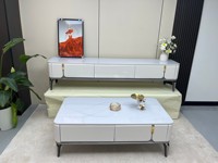 Meuble TV convertible moderne de luxe léger et simple, table basse combinée, support mural en micro-cristal pour salon et appartement