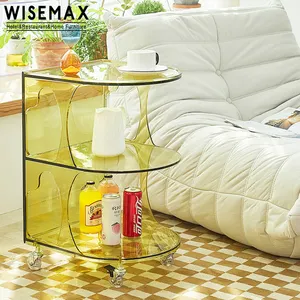 WISEMAX FURNITURE Plastic 3 tier Rolling Storage Rack Bathroom Trolley Modern Nordic Living Room Acrylic seite Table mit rad